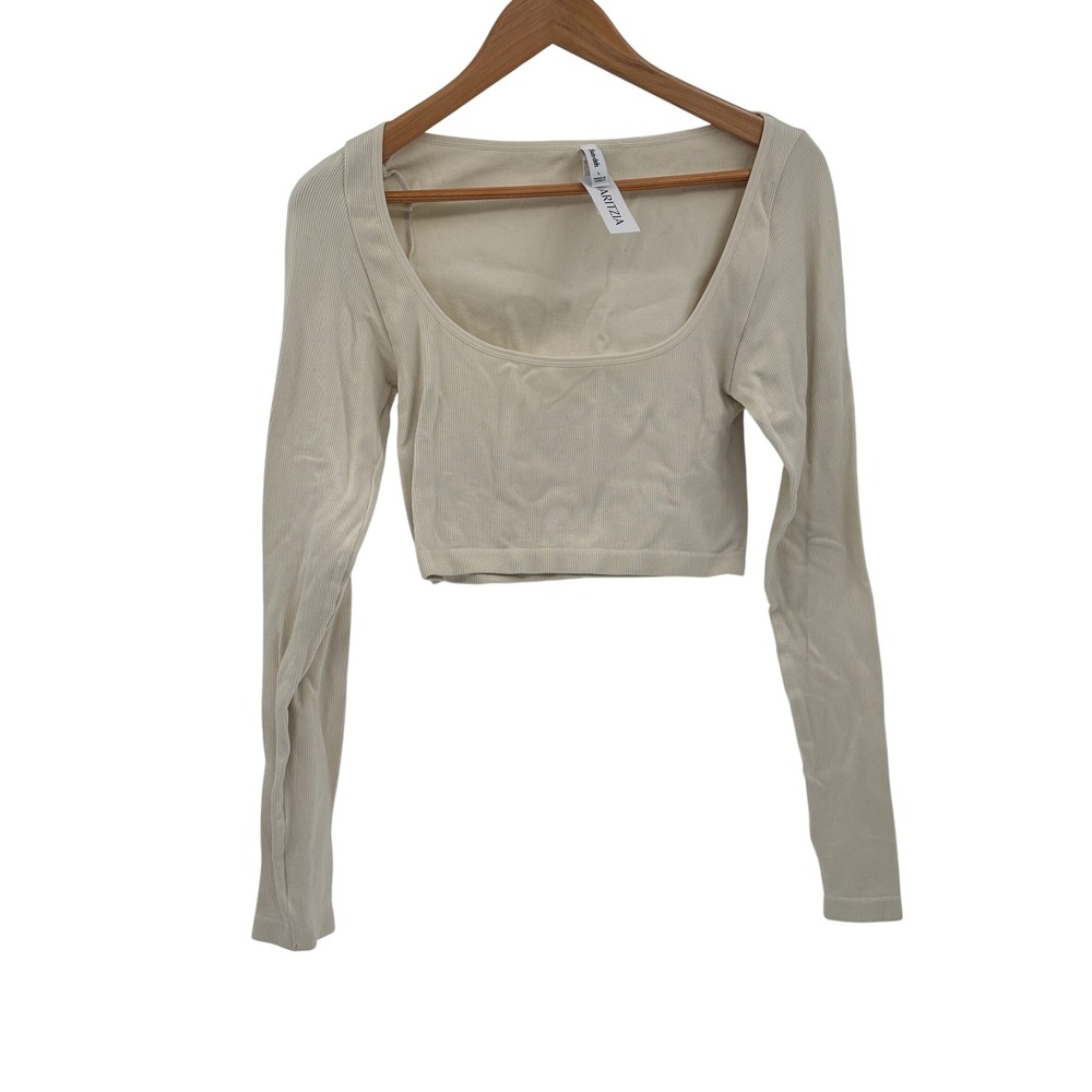 Aritzia Sun-Deh Crop Top Women Delta Seamless Women Large Off White Rib New